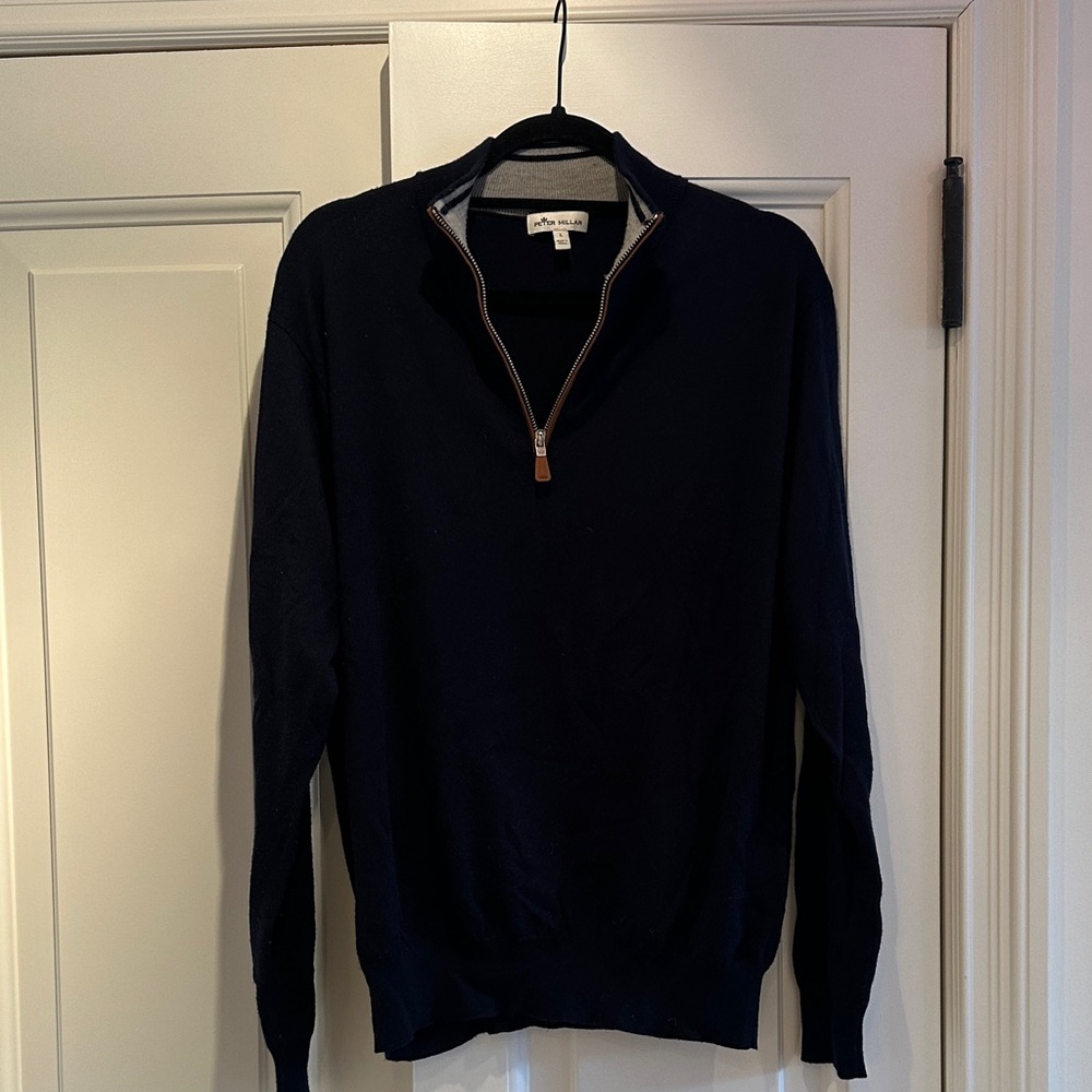 Peter Millar Navy Zip-Up Sweater